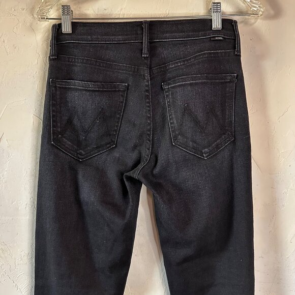 Mother The Mid Rise Dazzler Ankle Wash Deep End Black Size 27 Fray Straight Leg - Picture 5 of 12